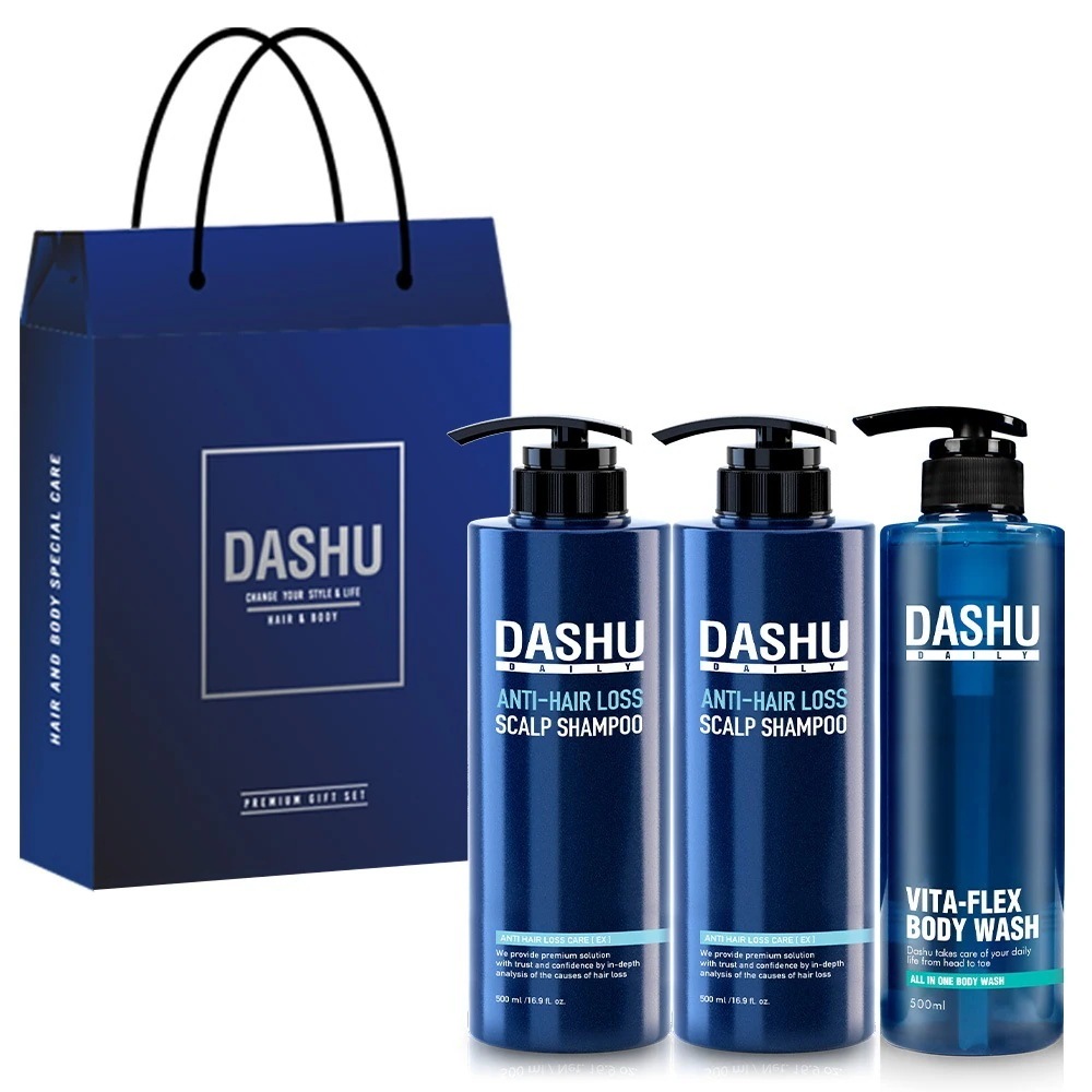 DASHU ダッシュ デイリー漢方頭皮ゴールドシャンプー500mlx2個+ビタフレックスオールインワンボディウォッシュ500mlセット
