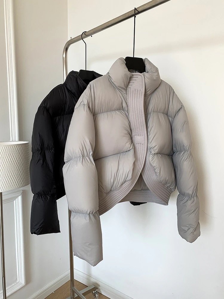 冬アウター ファッション洋風綿入れ女性冬ショート丈厚手韓国版デザイン感綿入れコート イレギュラー コットンジャケット ウォーム トップス ダウンジャケット