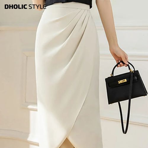 [メガ割りSALE]ローズラップ風ハイウエストスカート・p632977