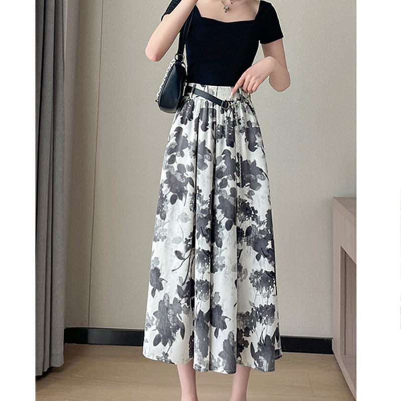 ワイドパンツ レディース 七分丈 クロップドパンツ ウエストゴム ストレートパンツ リラックス ボトムス ガウチョパンツ 美脚 春 夏 フレアパンツ 薄手 きれいめ 体型カバー 大きいサイズ ズボン