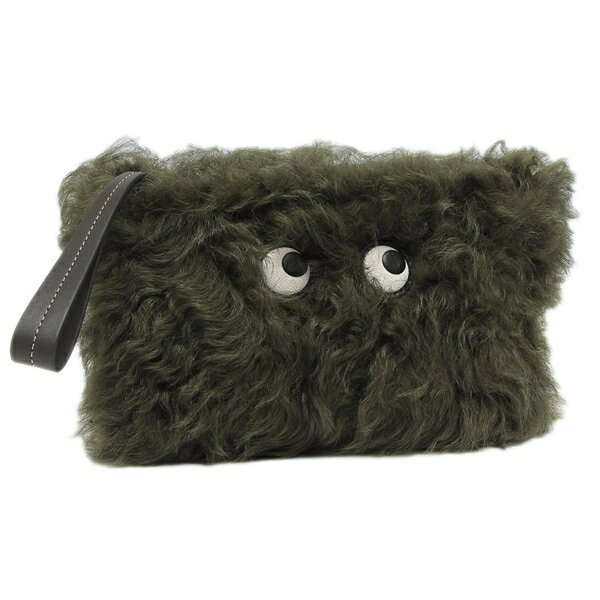 クラッチバッグ アイズ シアリング アップリケ カーキグリーン メンズ レディース ANYA HINDMARCH 5050925201148