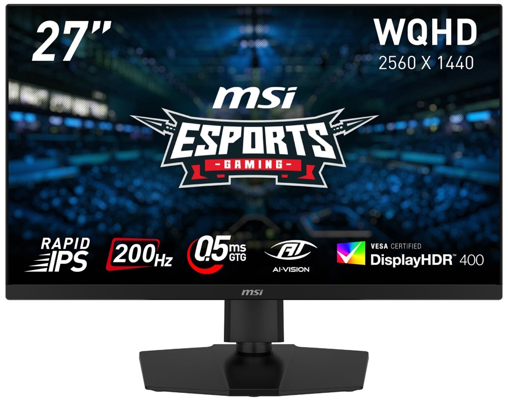 MSIエムエスアイ ゲーミング液晶ディスプレイ(27型/RAPID IPS/WQHD 2560×1440/200Hz/0.5ms/HDR400/HDMI2.0b/DP1.4a/USB TYPE-C/