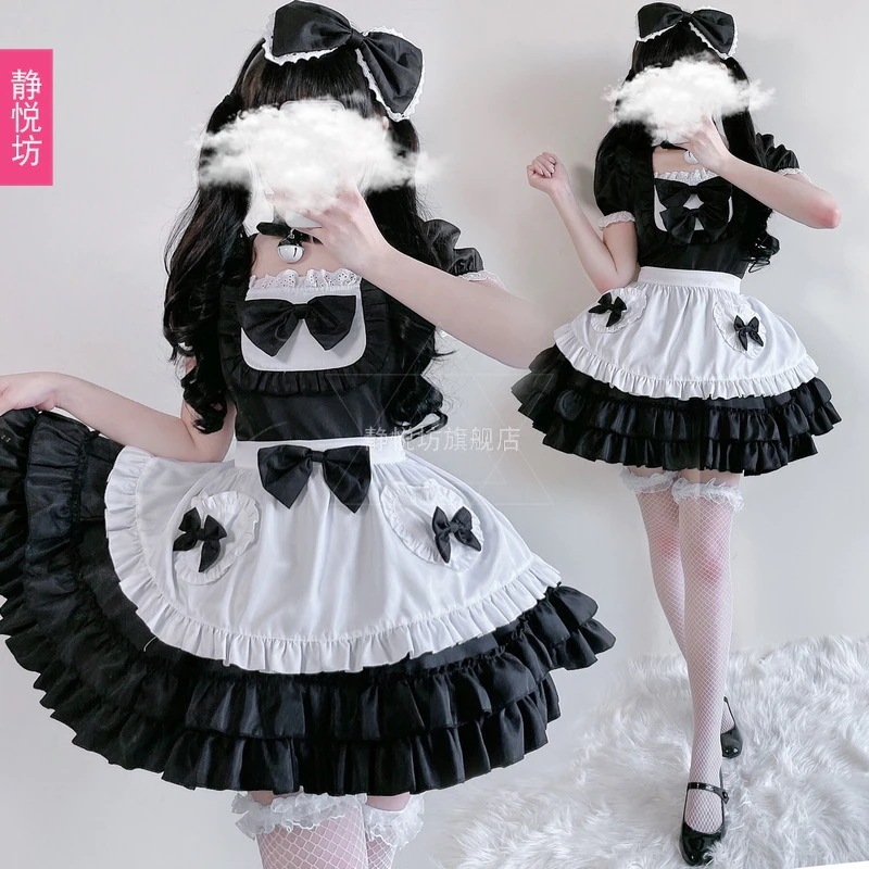 黒猫 メイド服 コスプレ セクシー 可愛い メイド服 和風 コスプレ Cos 衣装 ドレス ショートスカート