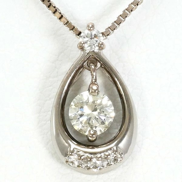 K18 18金 WG ホワイトゴールド ネックレス ダイヤ 約40cm ジュエリー 中古