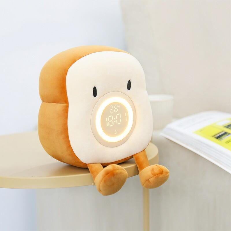 アラーム トースト目覚まし時計 食パン形 デジタル ナイトライト こども キャラクター 置き時計 デジタル かわいい ナイトライト アラーム