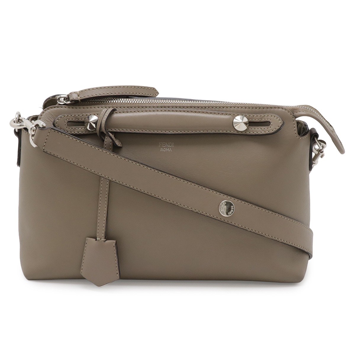 BY THE WAY バイザウェイ ミディアム ハンドバッグ 2WAY ショルダーバッグ レザー グレージュ シルバー金具 8BL12