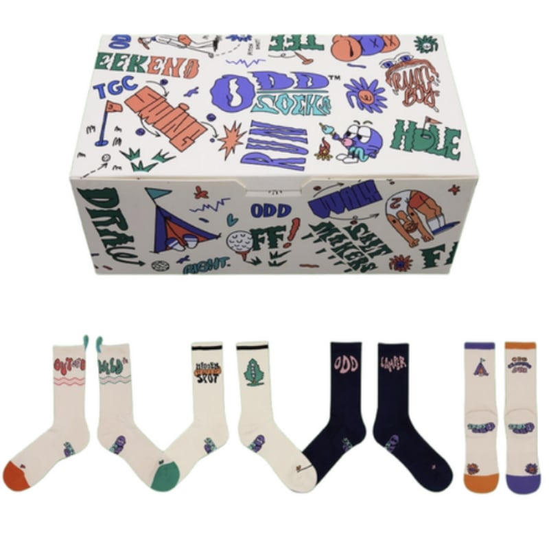 Odds Socks 4 Gift Set- Cotton Sports Socks Camping Outdoor Socks Gift Packaging