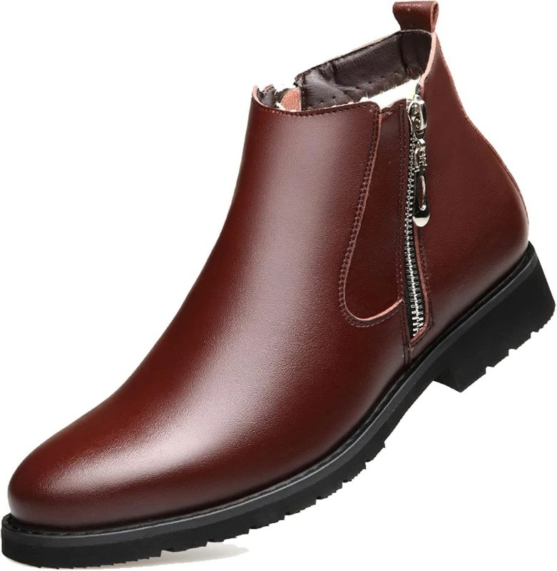 革靴 メンズ ビジネスシューズ 紳士靴 シューズ ショートブーツ 黒 消臭 茶色 リクルート 成人式 謝恩会 発表会 ラウンドトゥ ジップ付き靴 裏ボア 柔らかい 履きやすい ハイカット スノーブー