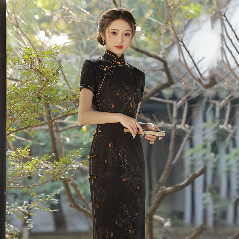 古い上海チャイナドレスレトロロング2025改良版女性のための夏日常エレガントドレス