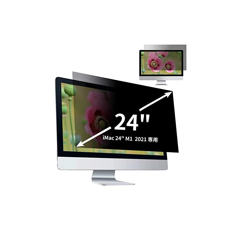 iMac 24インチ M1 2021 用の覗き見防止フィルター プライバシーフィルター ブルーライトカット パソコン PC 液晶保護フィルム 両面使用可能 反射防止 着脱簡単 JPフィルム専門製造所