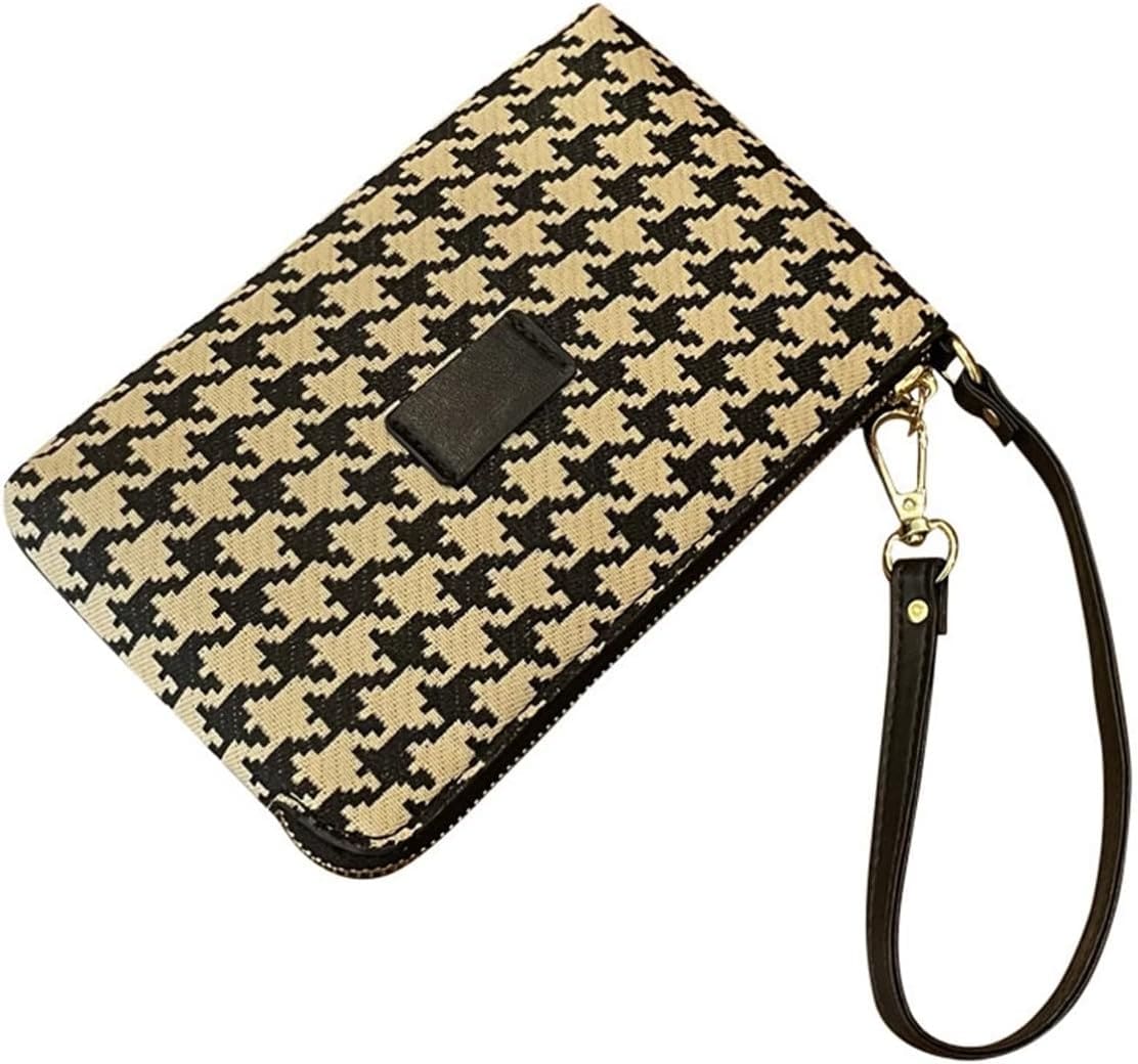 【20%OFFクーポン】長財布 大人 レディース 千鳥格子 ファスナー 大きい 財布 大容量 多機能 小銭入れ カード入れ スマホ入れ可 スキミング防止 お手頃 使いやすい ウォレット 高級 シンプル