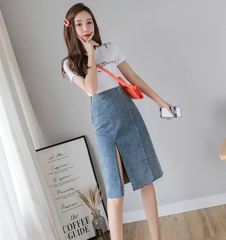 スカート デート モテアイテム ミモレ丈 デニムスカート スリット 綿 コットン 可愛い きれいめ 上品 おしゃれ かっこいい 可愛い ラブリー キュート ガーリー クール モード系 セクシー