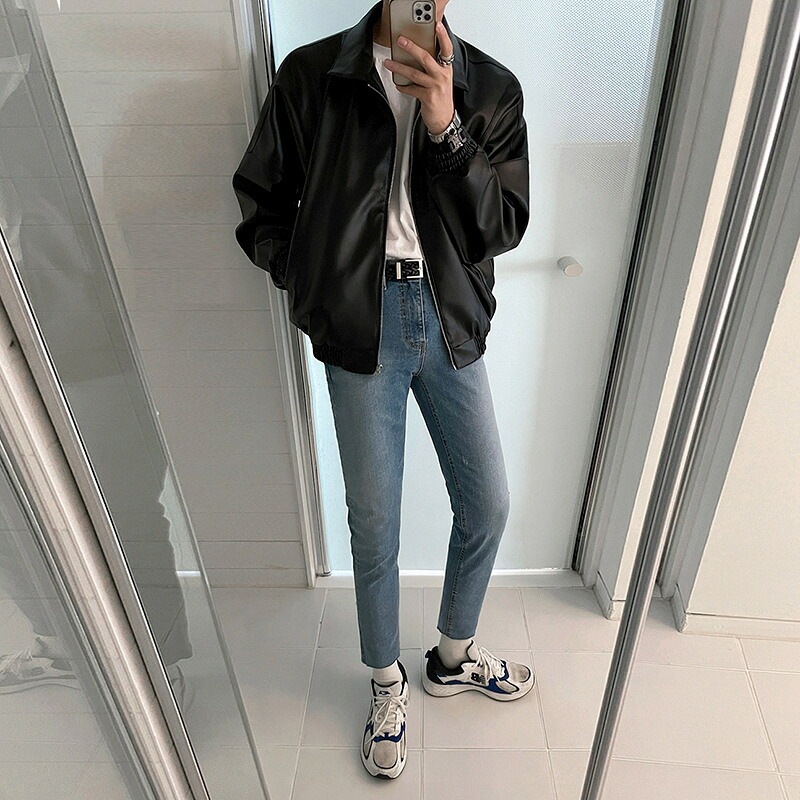 パンツ メンズ 春秋 デニム 九分丈 スリム ストレート トレンド感