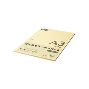 （まとめ） TANOSEE αエコカラーペーパーII A3 クリーム 少枚数パック 1冊（100枚） 10セット