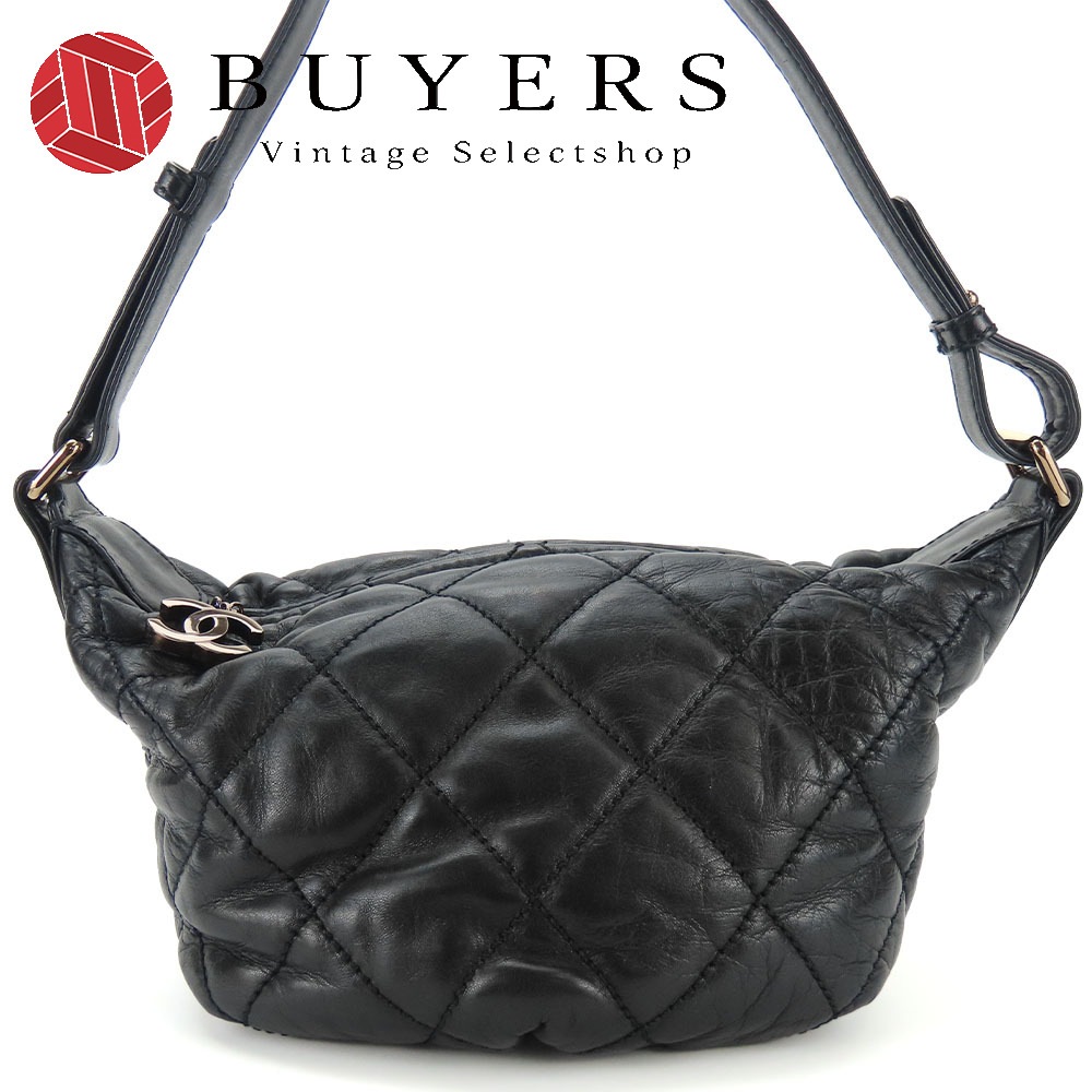 中古 ショルダーバッグ マトラッセステッチ レザー ブラック 10番台 ココマーク ワンショルダー レディース 女性