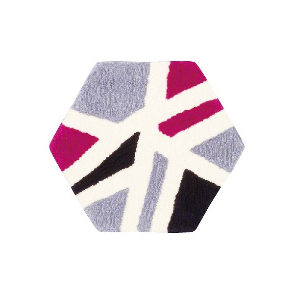 ラグマット/絨毯 [約70x80cm 六角形 ワインレッド] 『new trail』 プレーベル