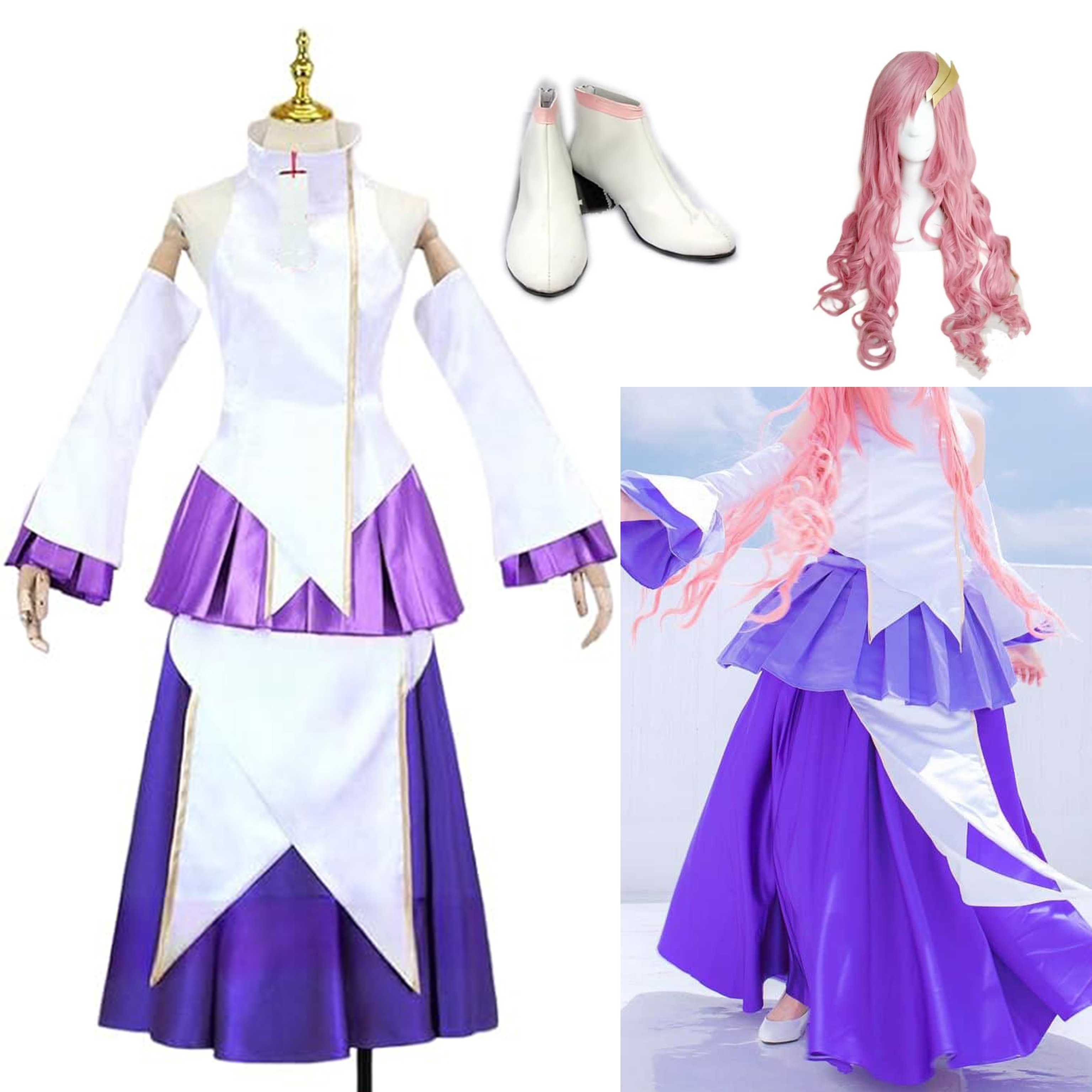 機動戦士ガンダムSEED ラクス クライン コスプレ ラクスクライン イベント 学園祭 お祭り舞台服 遊園地 アニメ 撮影 イベント ハロウィン コスプレ 衣装 ウィッグ 靴 追加可