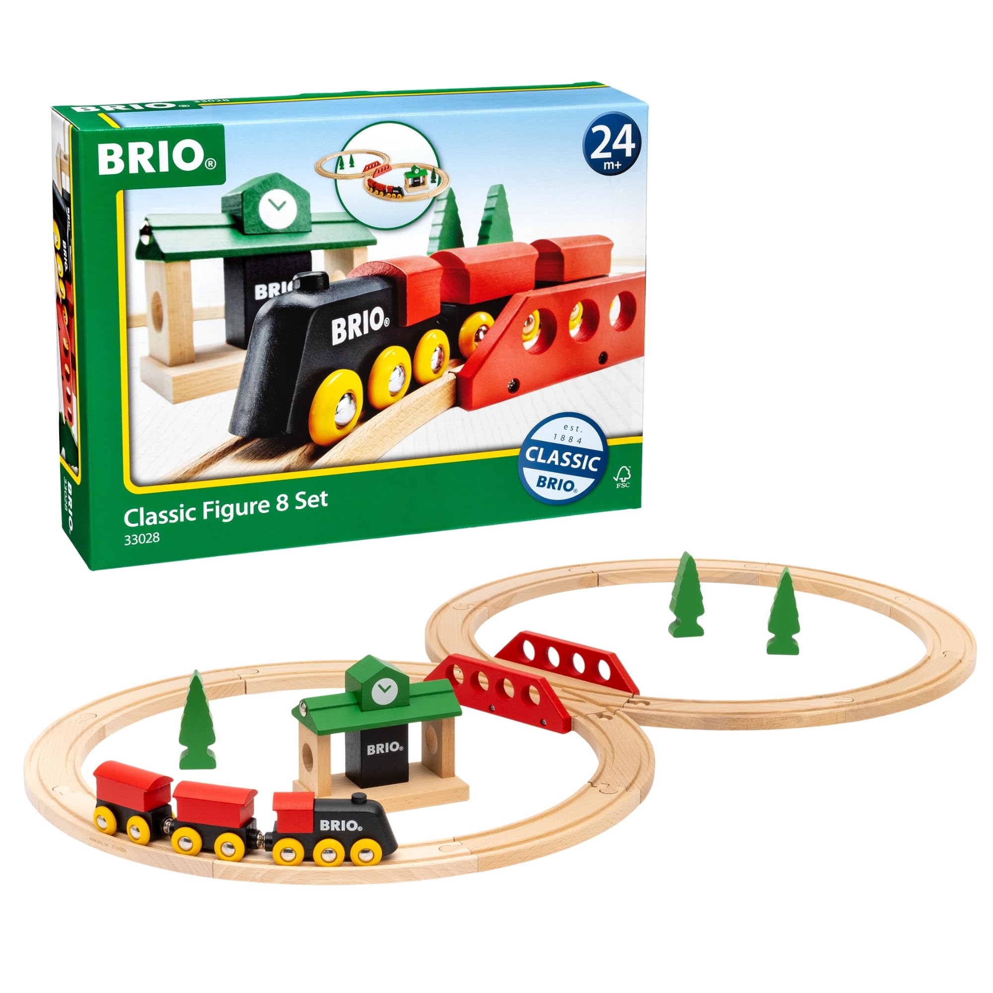 BRIO (ブリオ) クラシックレール 8の字セット 全22ピース 対象年齢 2歳~ (電車 おもちゃ 木製 レール) 33028