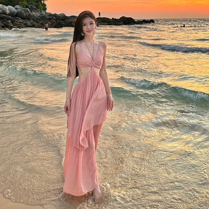 ドレス ワンピース パーティー 二次会 披露宴 演奏会 発表会 キャバ ダンス 衣装 謝恩会 ラウンジ クラブ ロング 袖なし ノースリーブ Vネック ホルターネック アシンメトリー 細身 マーメイド