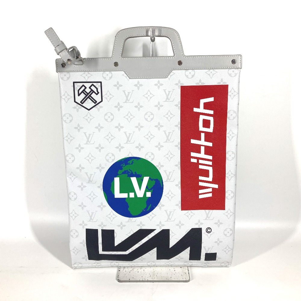 トートバッグ M44627 フラットヴェルティカルトート モノグラムホワイト 2WAYバッグ ショルダーバッグ 斜め掛け ハンドバッグ モノグラムキャンバス ホワイト