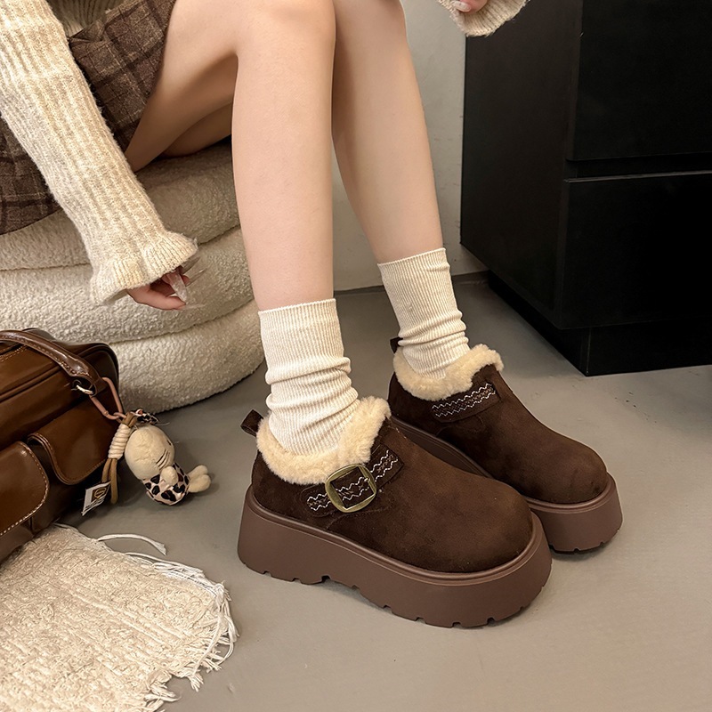 10個セット ファッションカジュアルスノーブーツ女性2026年冬防寒厚底保温プラスウールカジュアル靴