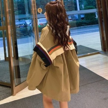 カジュアルビッグアウター アウター コート シャンパー 長袖 ラウンドネック ファスナー ポケット