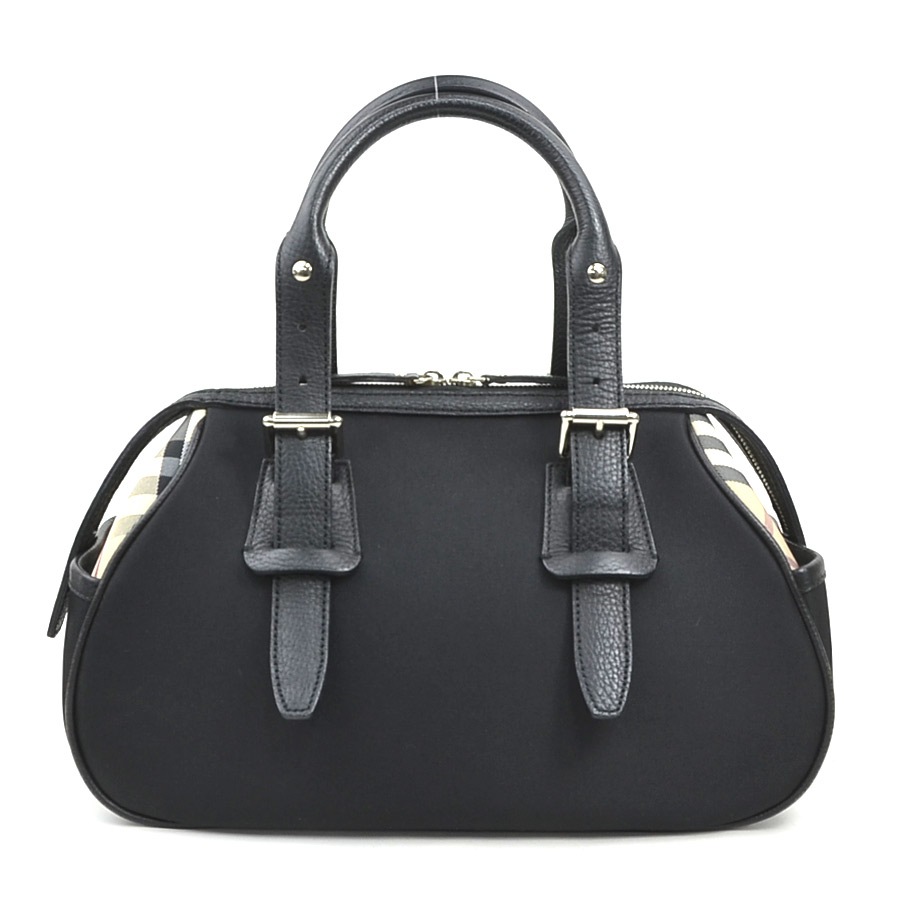 バーバリー BURBERRY ハンドバッグ ナイロンキャンバス/レザー ブラック×ベージュ レディース h31337a