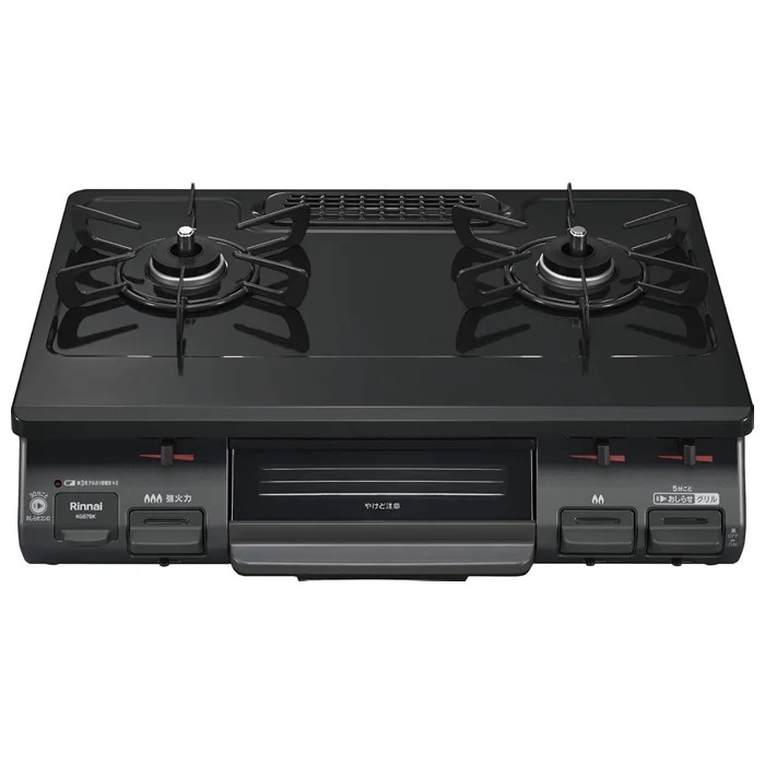 ガスコンロ 60cm 水無し片面焼グリル 左強火力 都市ガス用 ブラック KG67BKL-13A
