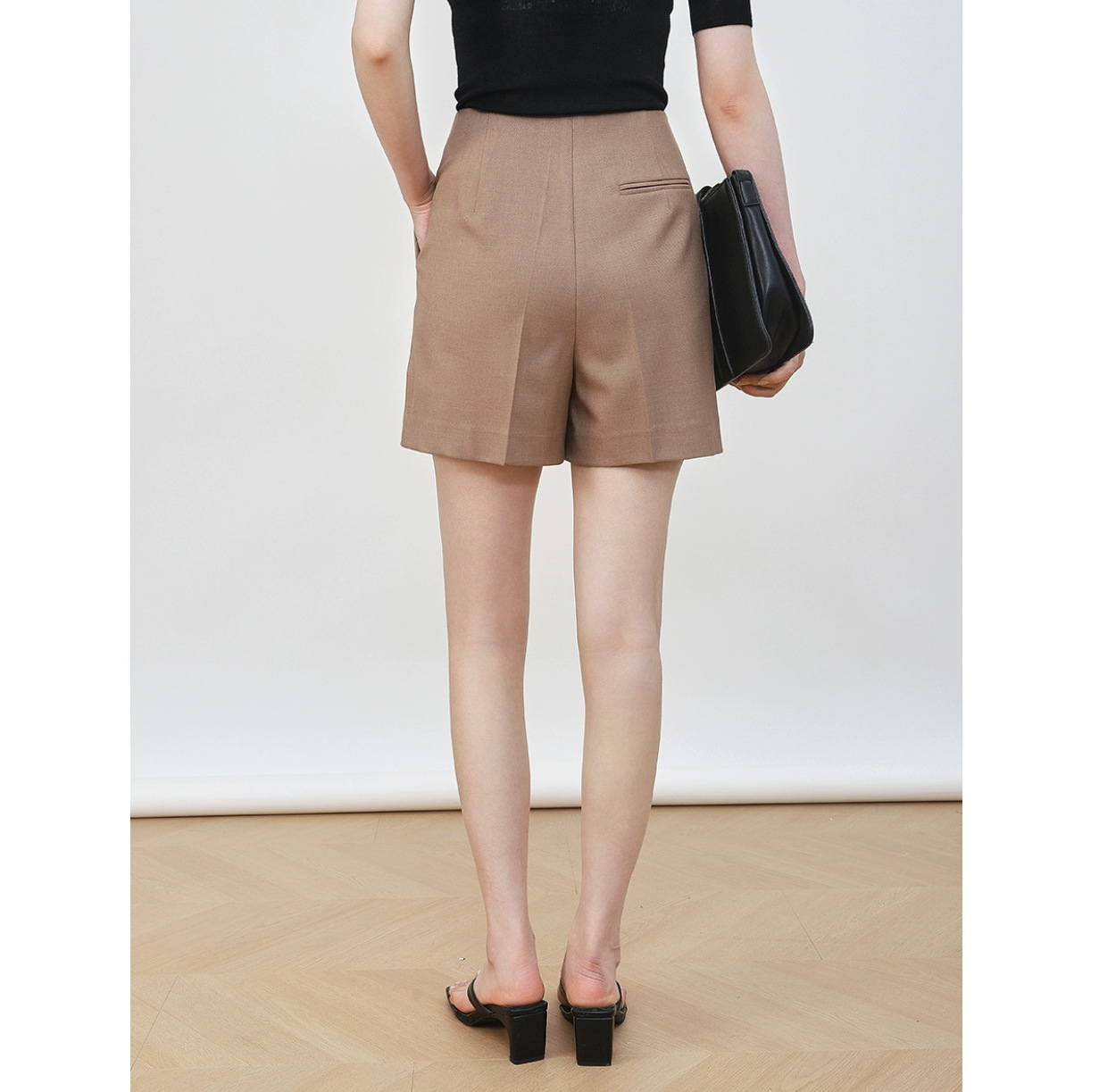 ショートパンツレディース百合精紡春秋秋秋新新細連腰中ズボンブレザー通勤ハイウエストワイドパンツカジュアル