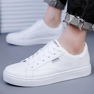 スニーカー メンズ 白 PU レザー ローカット 軽量 24.5-27cm 滑り止め 防水 雪防滑 おしゃれ 通勤 カジュアル 歩きやすい