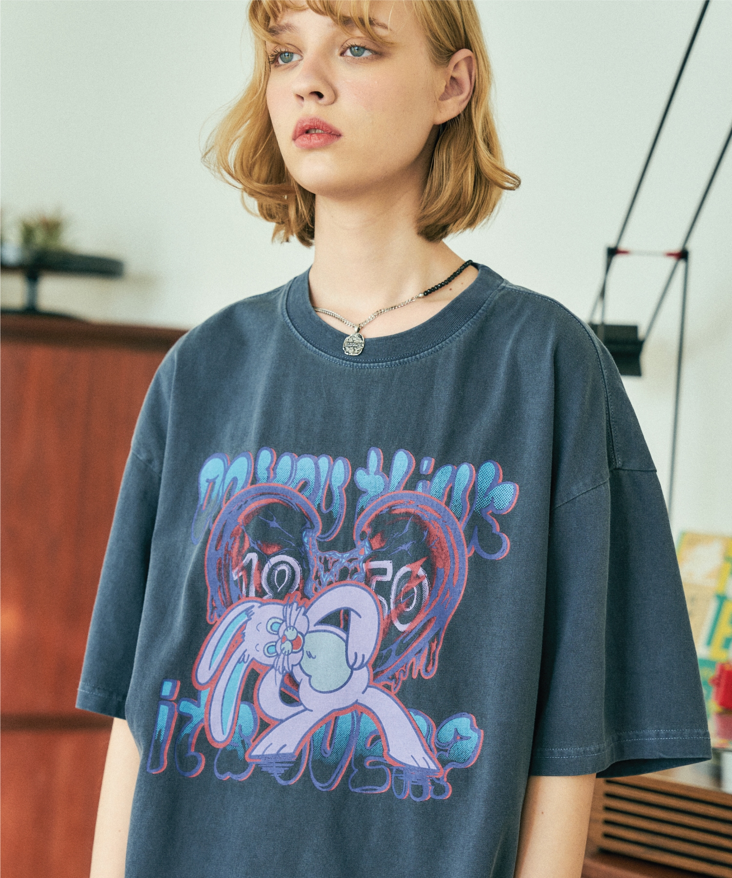 CPGN STUDIO マッドホッピーピグメントショートスリーブ T シャツダークブルー