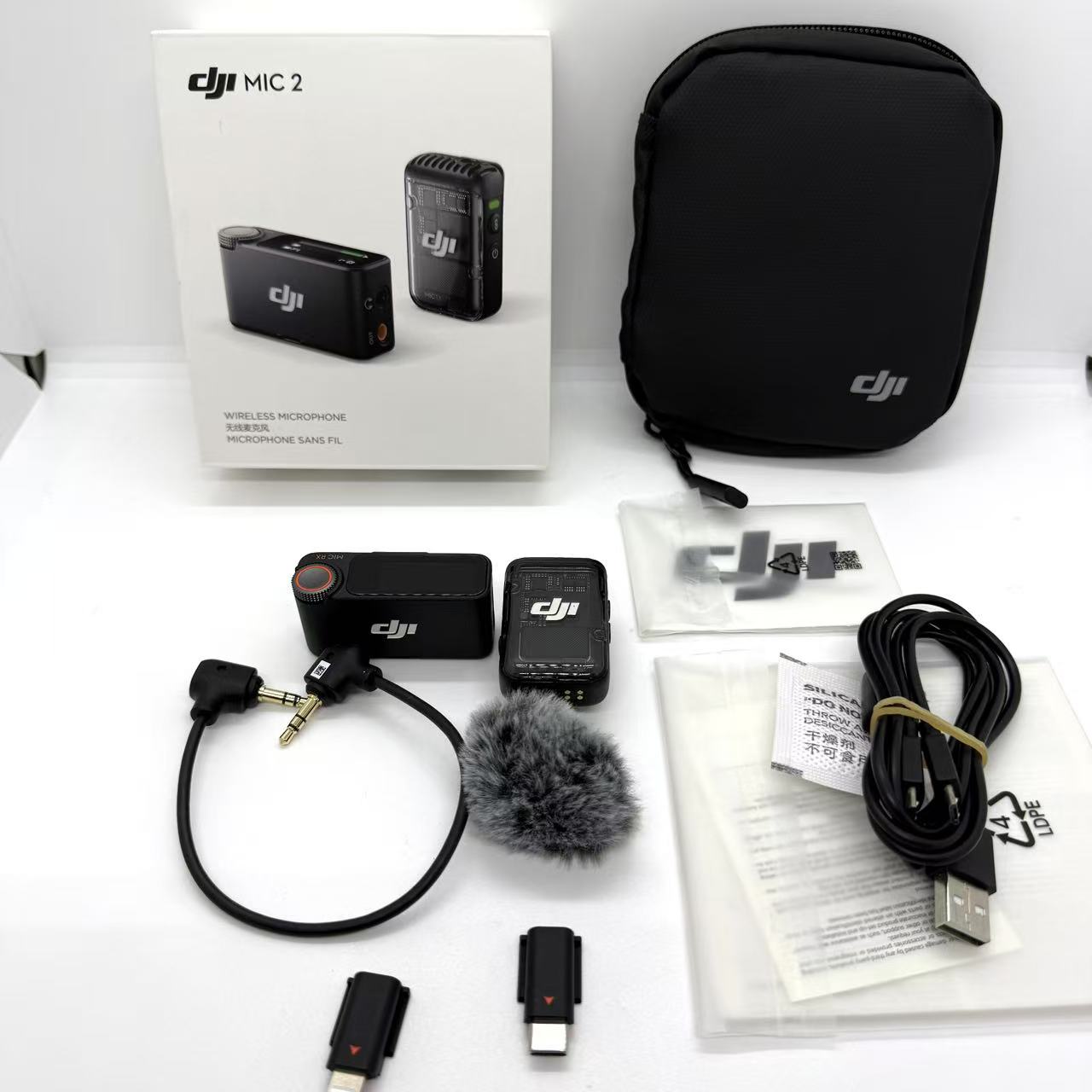 中古品」DJI Mic 2（トランスミッター×1 レシーバー×1） ワイヤレスマイク スマートノイズキャンセリング付き 32bitフロート内部収録 高品 質音声 伝送距離250m iPhoneマイク