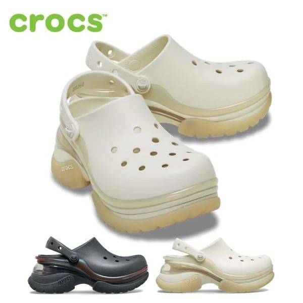 サンダル レディース 厚底 軽量 白 黒 かわいい 滑りにくい ジビッツ対応 スーパーベイ クロッグ crocs 212811