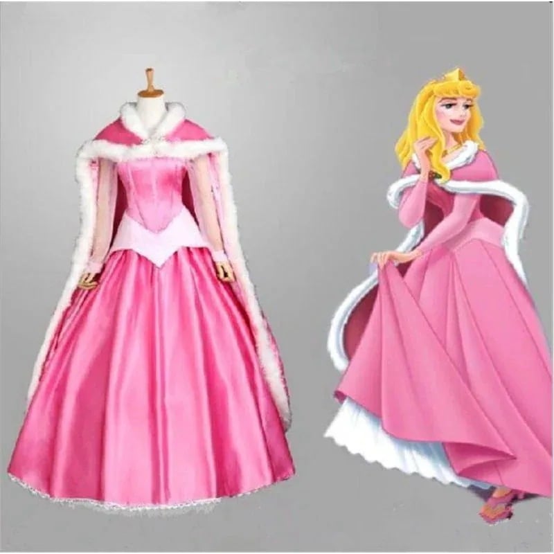 新品大人気 眠れる森の美女 オーロラ姫ドレス グリム童話 大人のショー ディズニー コスプレ ピンク ケープブルー 大人 ハロウィン