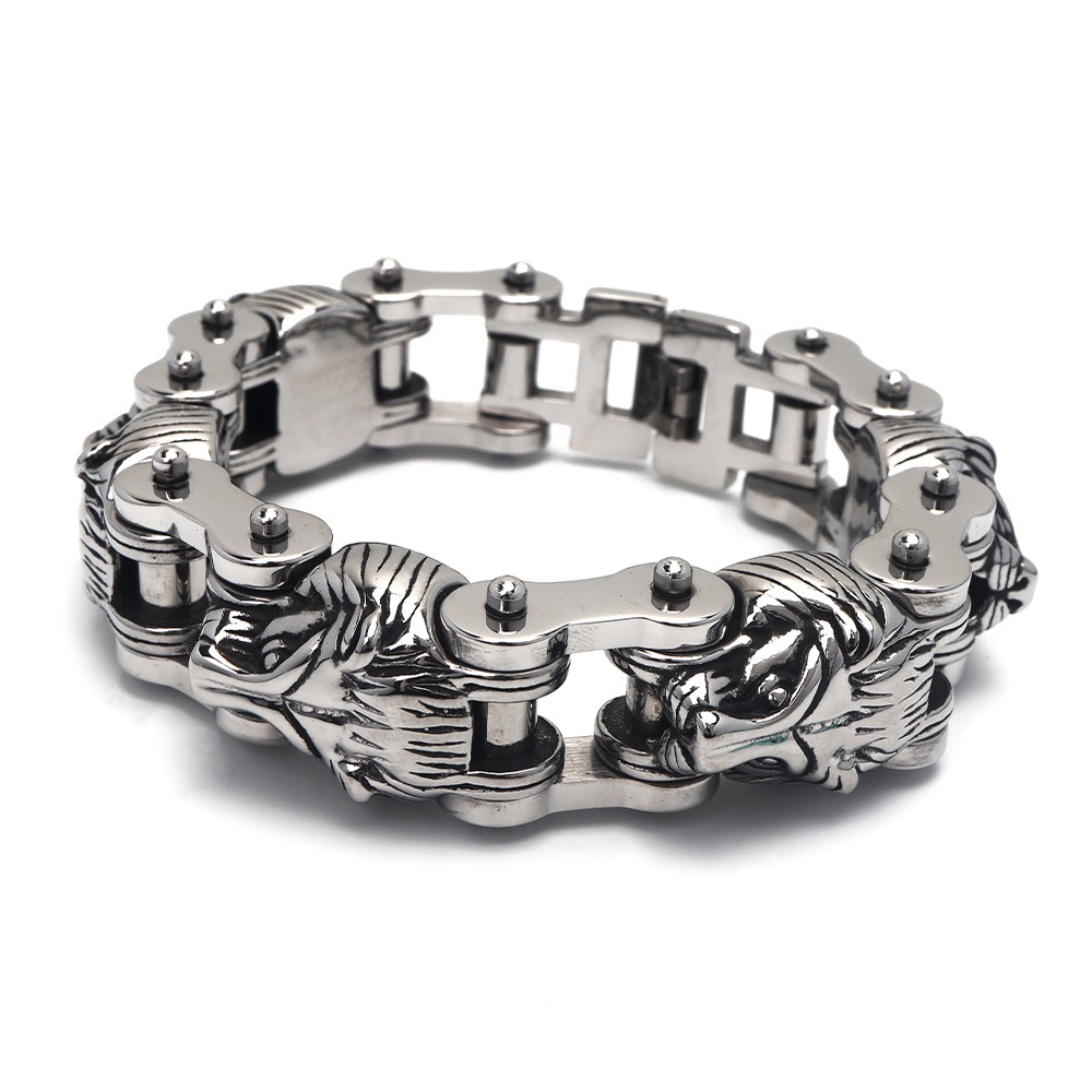 ステンレス ライオンバイクチェーンブレス [b569]