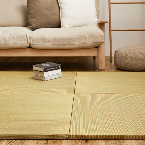 【メーカー直送品】萩原 【12枚組】置き畳 綾川 約82×82×2.5cm イエロー