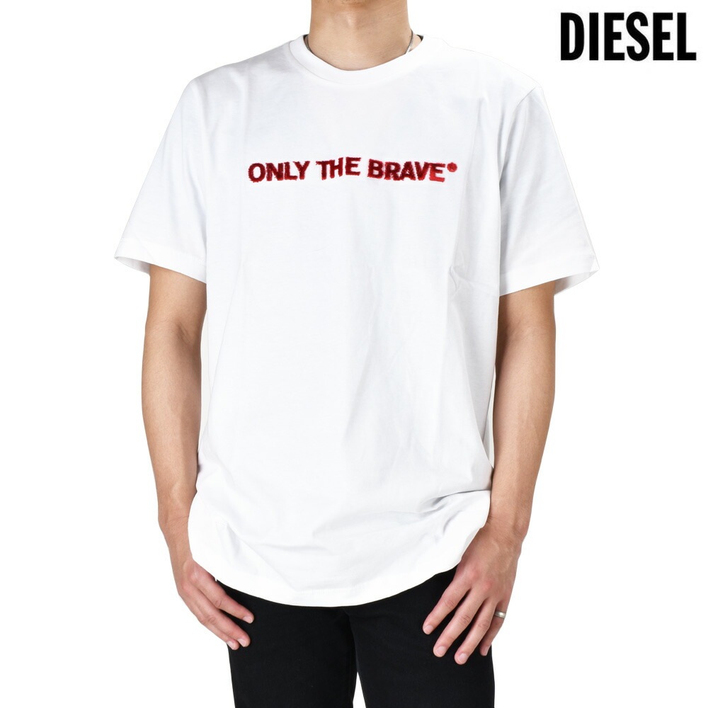 ディーゼル Tシャツ メンズ カットソー エンブロイダリーTシャツ 半袖 クルーネック ホワイト 白 DIESEL T-JUST-E4[a024060pati]