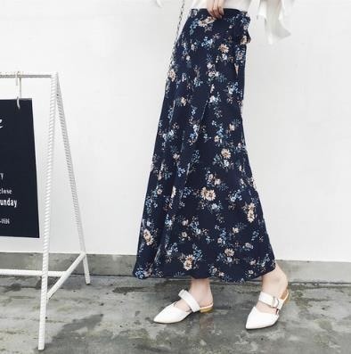 3070.ハイウエストロングシフォンビーチスカート（デイジーブルー）