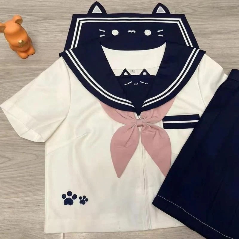 猫日記冬のドレス幼稚園JK制服プレッピースタイル甘い水ロールプレイングかわいいハンド服女の子のための長い半袖セット