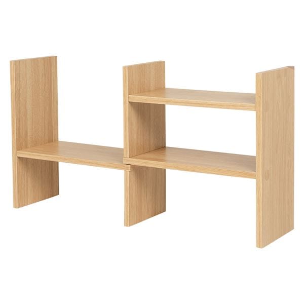 伸縮オープンラック 約幅4075x奥行18x高さ40cm ナチュラル 組立品