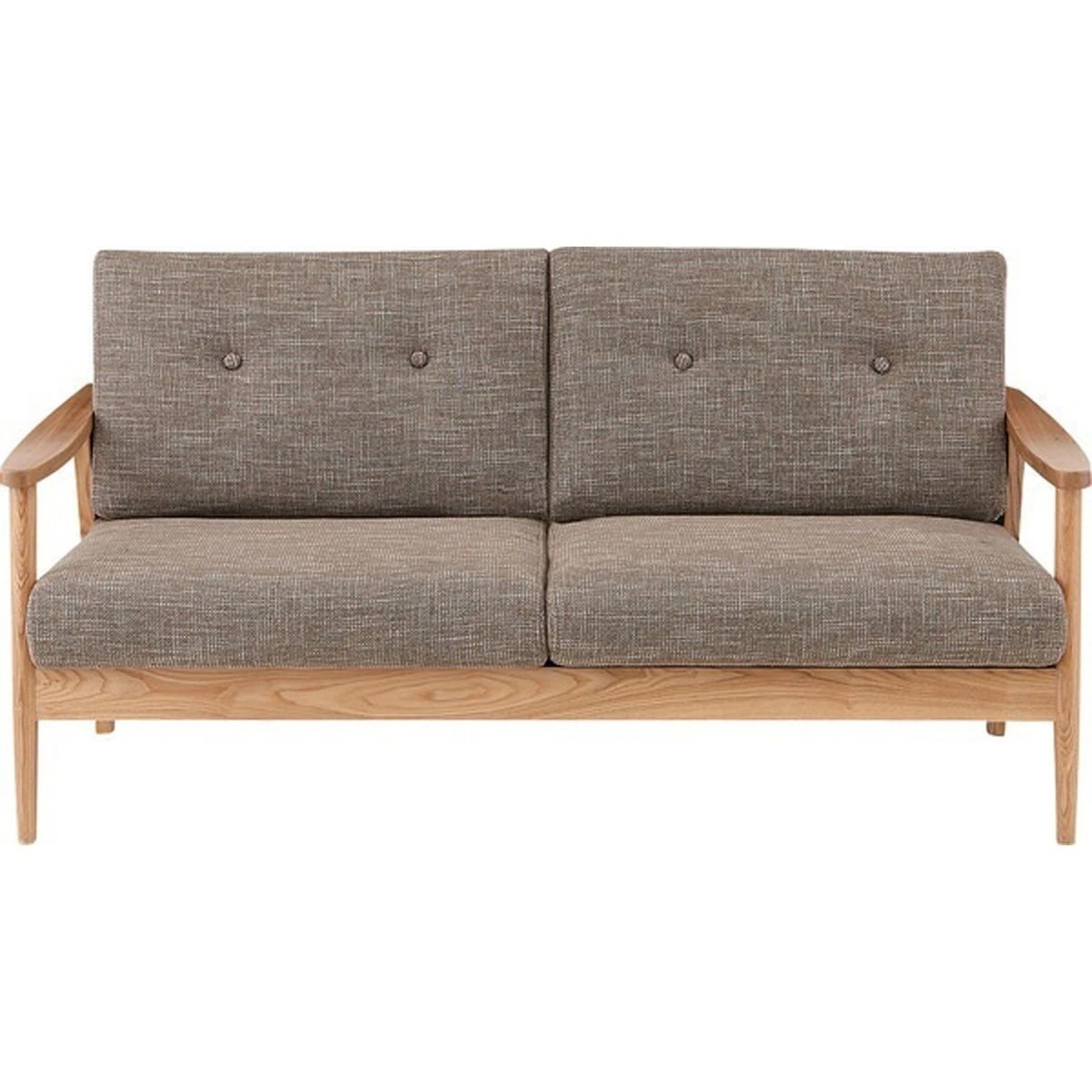 バッスム 3人掛 天然木 アッシュ ウレタン塗装 ポリエステル コットン
