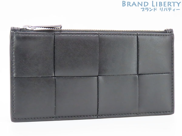 未使用ボッテガヴェネタマキシイントレチャートカセットロングファスナーカードケースパスケースコインケースブラック749460