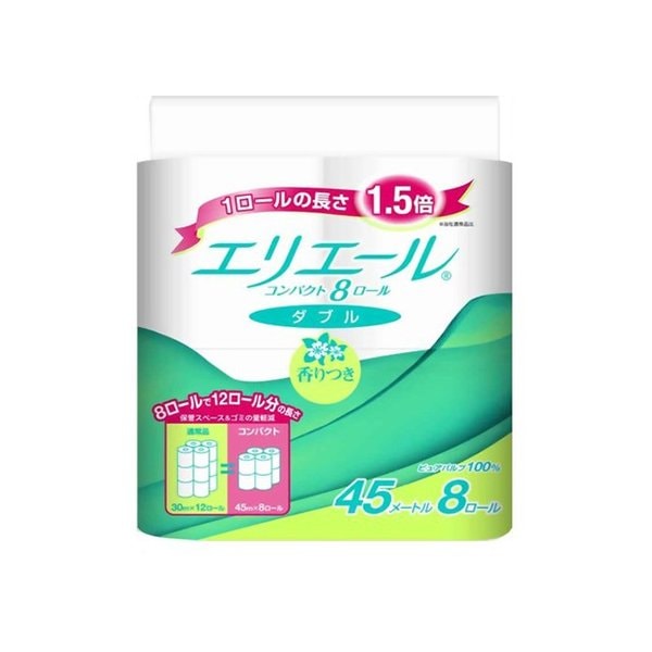 トイレットペーパー コンパクトダブル 香り付き ダブル45m 8ロール入り X8パック
