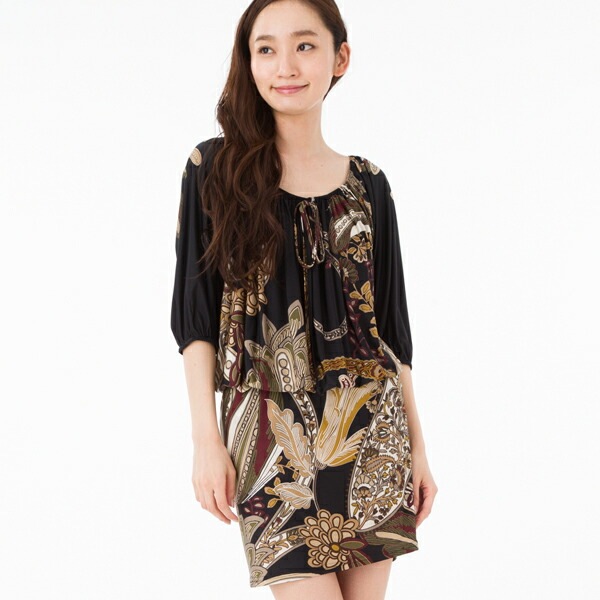 ファス(FAS)ワンピースフランス PARIS インポート 上品 大人可愛い七分袖　Fille A Suivre
