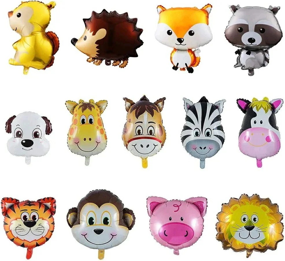 紐付き（*個別商品が品切れ場合は類似品を出荷しますご了承ください） バースデー飾り 誕生祝飾り 犬ライオン アルミ製 動物 船 驚き安さ13個セット