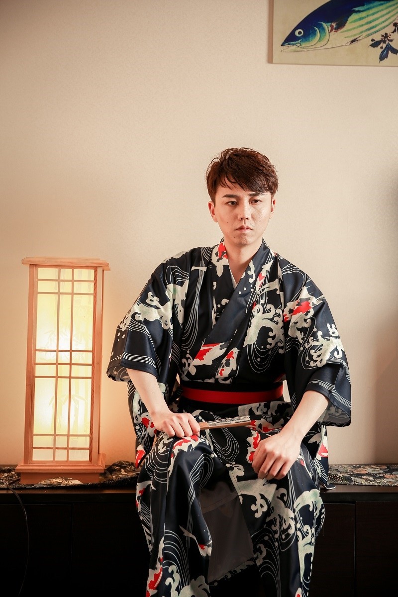 男正装花美男金魚波浴衣伝統着物セット武士舞台服演出服 5,497円