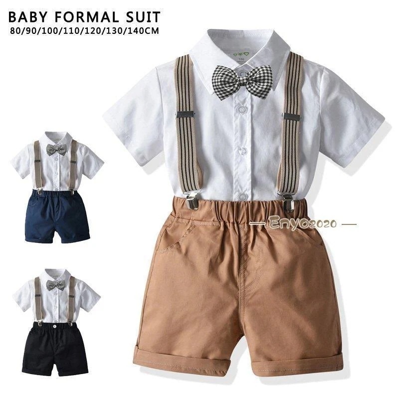 【即納】子供服 ベビー服 男の子 フォーマル スーツ 半袖 ボーイズ 子供スーツ キッズ サスペンダー 紳士服 結婚式 七五三 初節句 発表会 80 90 100 110 120 130 140