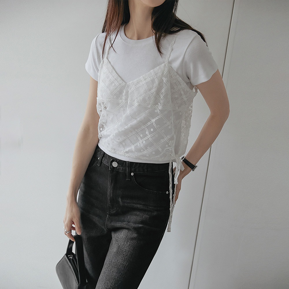 レッキーミックスパターンシースルーストラップビスティエ