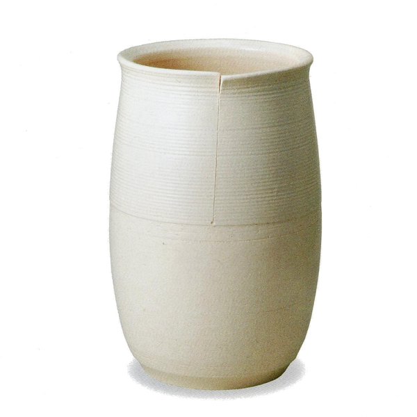 クレイホワイト傘立 （信楽焼陶器傘立梅雨玄関H）