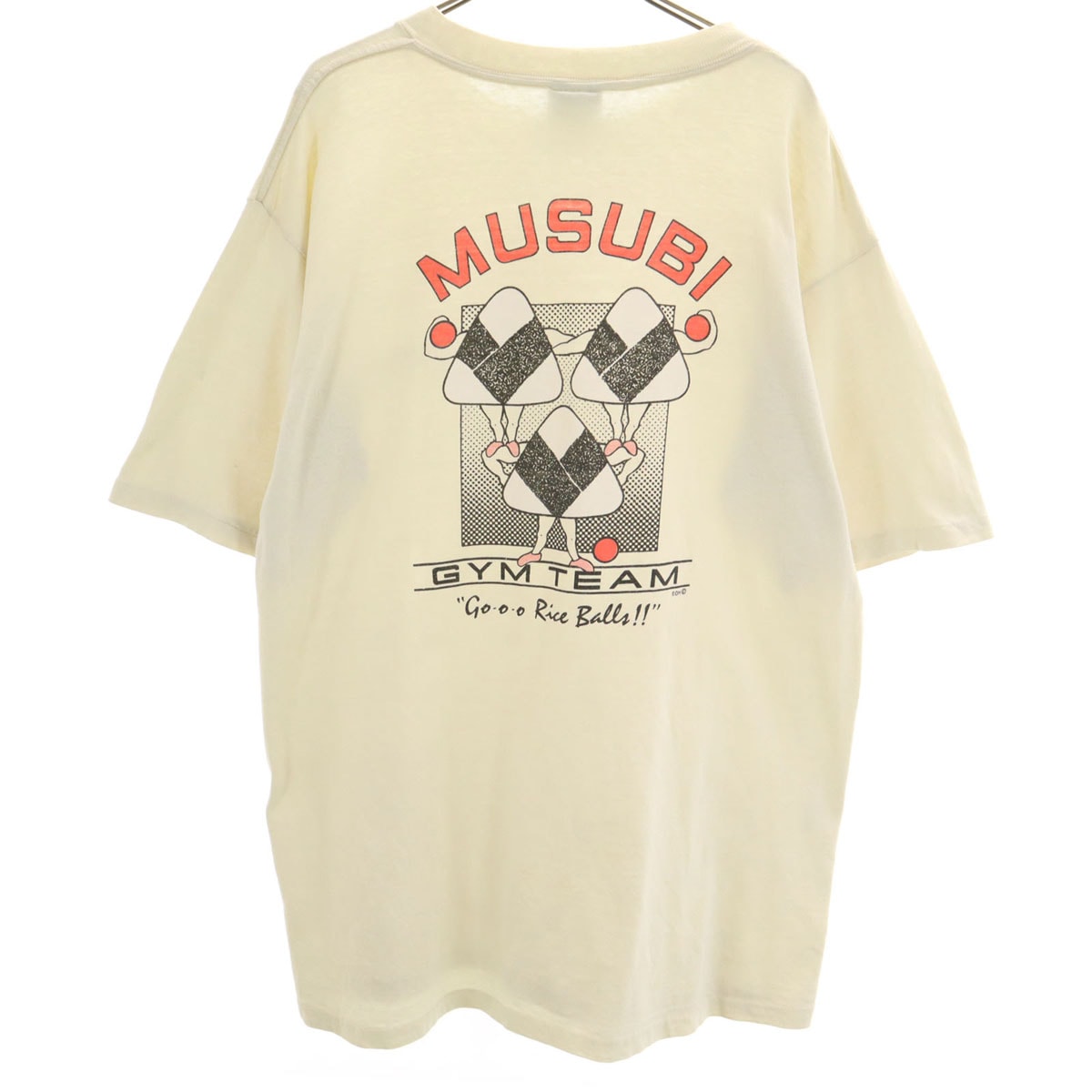 ONEITA オニータ 90s USA製 オールド むすび ジムチーム 半袖 Tシャツ XL クリーム POWER-T おにぎり シングルステッチ メンズ 古着